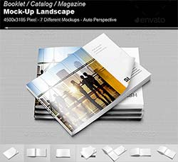 杂志/产品手册展示模型：Booklet/Catalog/Magazine Mock-Up Landscape